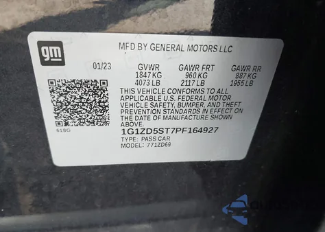 2023 Chevrolet Malibu Fwd 1Lt from USA, damaged, VIN 1G1ZD5ST7PF164927